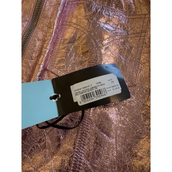 Versace x Dua Lipa New Rock Millennium Laminated Leather Mini Dress Pink 44 - Picture 14 of 14